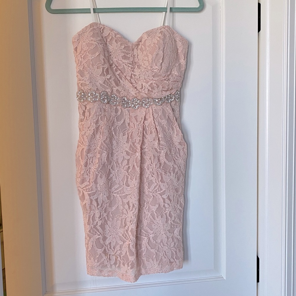 Pink Strapless Formal Dress